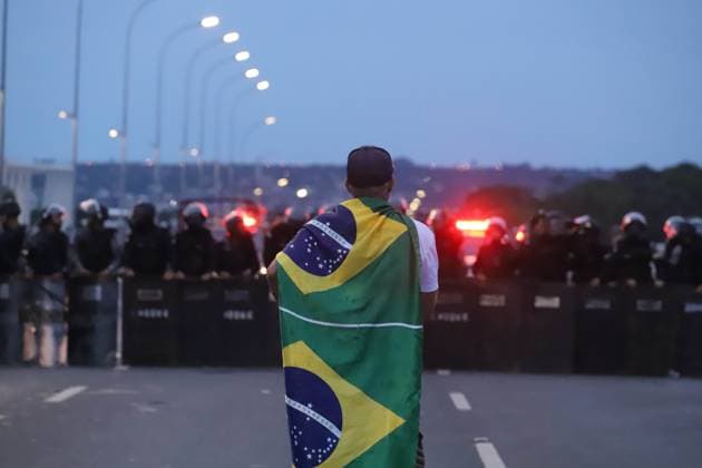 Brasilien, Anhänger des Ex-Präsidenten Jair Bolsonaro stürmen mehrere Regierungsgebäude in Brasilia BRASÍLIA, DF - 08.01.2023: TERRORISMO ANTIDEMOCRÁTICO EM BRASÍLIA - This Sunday (8) Bolsonarista terrorists generate chaos in Brasilia in a coup attempt with the invasion of the STF, National Congress and Palacio do Planalto. x2317507x  EduardoxFxSxLima