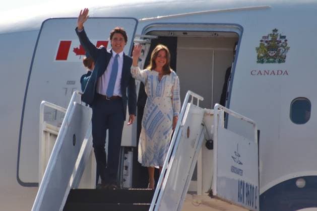 Canadian Prime Minister Justin Trudeau Arrives In Mexico For 10th Summit Of North American Leaders January 09, 2023 in Mexico City, Mexico: Canadian Prime Minister Justin Trudeau and his wife Sophie Gregoire Trudeau, arriving at the Felipe Angeles International Airport to attend the 10th North America Summit Leaders. on January 09, 2023 in Mexico City, Mexico. (Photo by Carlos Santiago Eyepix Group) Copyright: xCarlosxSantiago xEyepixxGroupx CS202301095105