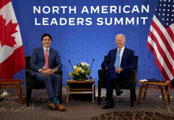 January 10, 2023, Mexico City, MEX: Prime Minister Justin Trudeau meets with U.S. President Joe Biden at the InterContinental Presidente Mexico City hotel in Mexico City, Tuesday, Jan. 10, 2023. Mexico City MEX  - ZUMAc35_ 20230110_zaf_c35_017 Copyright: xAdrianxWyldx