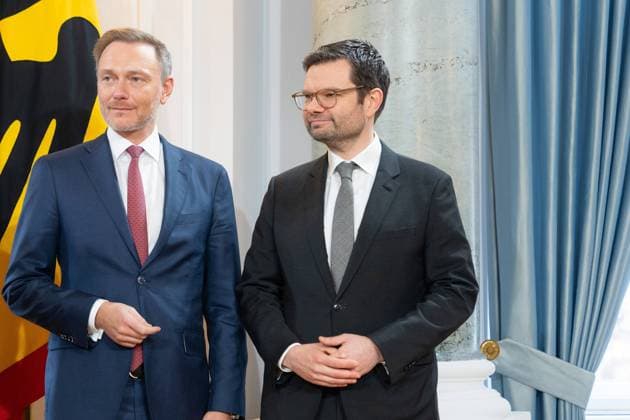 Marco Buschmann, Christian Lindner Neujahrsempfang von Bundespräsident Frank-Walter Steinmeier, Bundesminister der Justiz Marco Buschmann, Bundesminister der Finanzen Christian Lindner Berlin Berlin GER