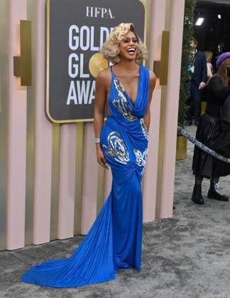 Laverne Cox arrives for the 80th annual Golden Globe Awards at the Beverly Hilton in Beverly Hills, California on Tuesday, January 10, 2023.  LAP20230110006 JIMxRUYMEN