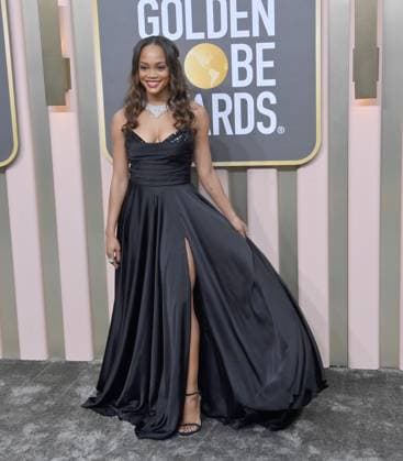 Rachel Lindsay arrives for the 80th annual Golden Globe Awards at the Beverly Hilton in Beverly Hills, California on Tuesday, January 10, 2023.  LAP20230110026 JIMxRUYMEN