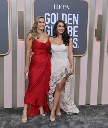 (L-R) Victoria Garrick Browne and Corporate Natalie arrives for the 80th annual Golden Globe Awards at the Beverly Hilton in Beverly Hills, California on Tuesday, January 10, 2023.  LAP20230110103 JIMxRUYMEN