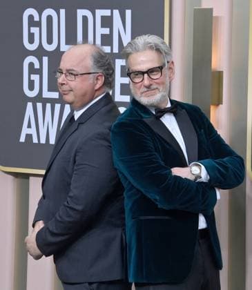 (L-R) Thomas Schnauz and Peter Gould arrive for the 80th annual Golden Globe Awards at the Beverly Hilton in Beverly Hills, California on Tuesday, January 10, 2023.  LAP20230110095 JIMxRUYMEN