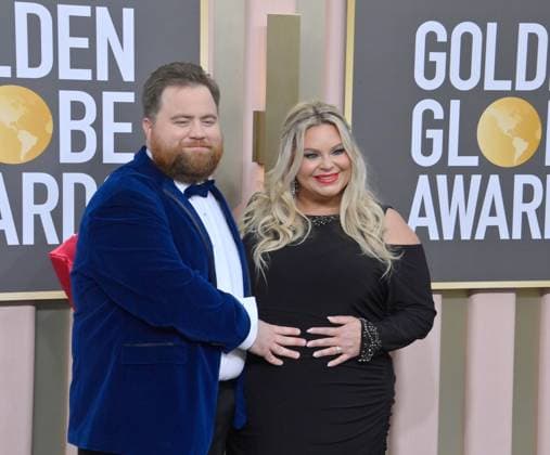 (L-R) Paul Walter Hauser and Amy Elizabeth Boland arrive for the 80th annual Golden Globe Awards at the Beverly Hilton in Beverly Hills, California on Tuesday, January 10, 2023.  LAP20230110154 JIMxRUYMEN