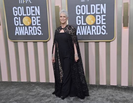 Jamie Lee Curtis arrives for the 80th annual Golden Globe Awards at the Beverly Hilton in Beverly Hills, California on Tuesday, January 10, 2023.  LAP20230110135 JIMxRUYMEN