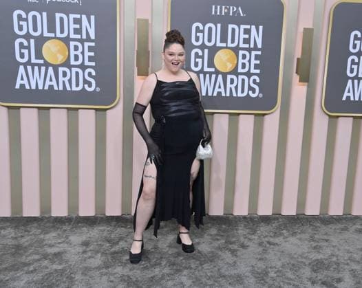 Megan Stalter arrives for the 80th annual Golden Globe Awards at the Beverly Hilton in Beverly Hills, California on Tuesday, January 10, 2023.  LAP20230110189 JIMxRUYMEN