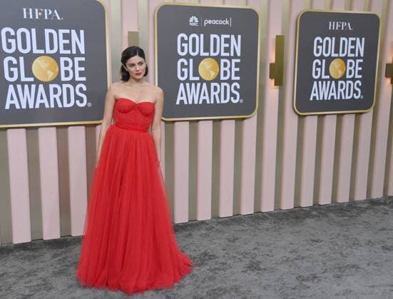 Monica Barbaro arrives for the 80th annual Golden Globe Awards at the Beverly Hilton in Beverly Hills, California on Tuesday, January 10, 2023.  LAP20230110211 JIMxRUYMEN
