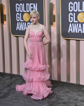 Julia Garner arrives for the 80th annual Golden Globe Awards at the Beverly Hilton in Beverly Hills, California on Tuesday, January 10, 2023.  LAP20230110251 JIMxRUYMEN