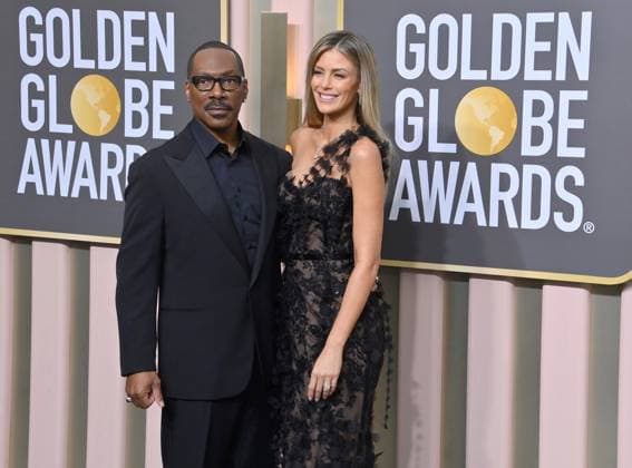 Eddie Murphy and Paige Butcher arrive for the 80th annual Golden Globe Awards at the Beverly Hilton in Beverly Hills, California on Tuesday, January 10, 2023.  LAP20230110342 JIMxRUYMEN