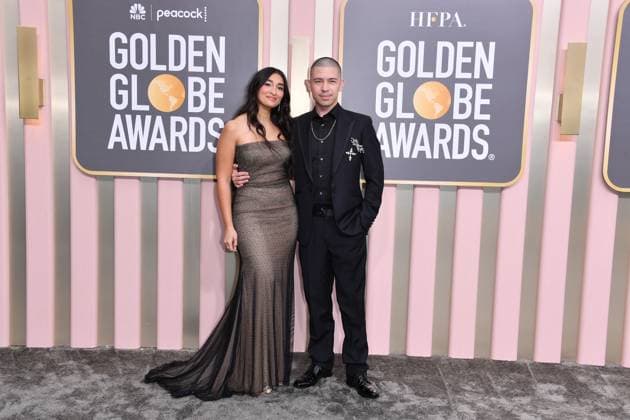 January 10, 2023, Los Angeles, California, United States: Social Media Creators Aleena Miller and Noel Miller..attend the 80th Annual Golden Globe Awards, Arrivals held at The Beverly Hilton in Los Angeles on Jan 10, 2023. Los Angeles United States  - ZUMAc35_ 20230110_zaf_c35_159 Copyright: xGeorgexPimentelx