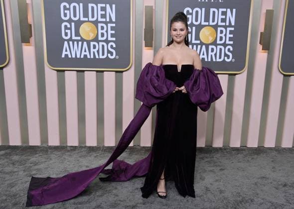 Selena Gomez arrives for the 80th annual Golden Globe Awards at the Beverly Hilton in Beverly Hills, California on Tuesday, January 10, 2023.  LAP20230110578 JIMxRUYMEN