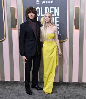 Malcolm McRae and Anya Taylor-Joy arrive for the 80th annual Golden Globe Awards at the Beverly Hilton in Beverly Hills, California on Tuesday, January 10, 2023.  LAP20230110602 JIMxRUYMEN