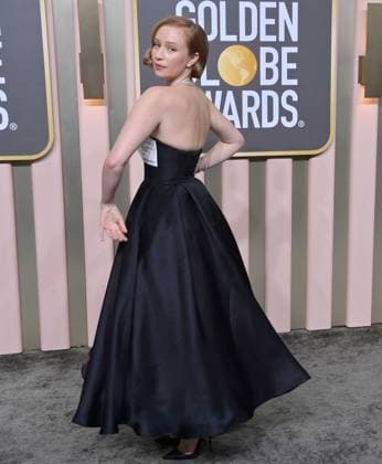 Hannah Einbinder arrives for the 80th annual Golden Globe Awards at the Beverly Hilton in Beverly Hills, California on Tuesday, January 10, 2023.  LAP20230110615 JIMxRUYMEN