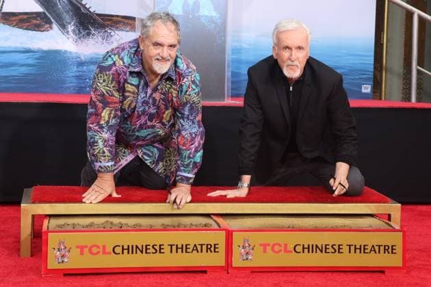 HOLLYWOOD, CA - JANUARY 12: Jon Landau and James Cameron at the James Cameron and Jon Landau Hand and Footprint Ceremony celebrating Avatar: The Way Of Water at the TCL Chinese Theater in Hollywood, California on January 12, 2023. Copyright: xFayexSadoux
