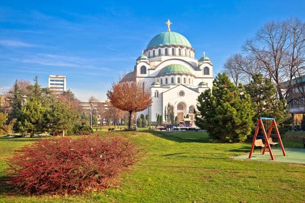 Belgrade. The church or temple of Saint Sava in Belgrade colorful view Belgrade. The church or temple of Saint Sava in Belgrade colorful view, one of the largest Eastern Orthodox church buildings, capital of Serbia Copyright: xZoonar.com DaliborxBrlekx 14811533