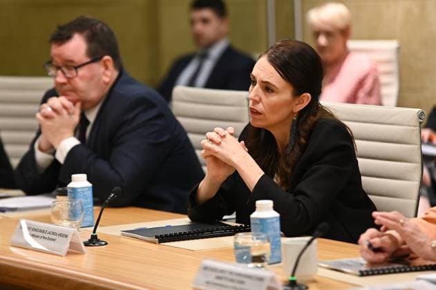 New Zealand Prime Minister Jacinda Ardern speaks during the annual Australia-New Zealand Leaders™ Meeting at the Commonwealth Parliamentary Offices, Sydney, Friday, July 8, 2022 (AAP Image Pool, Steven Saphore ) NO ARCHIVING SYDNEY NSW AUSTRALIA *** New Zealand Prime Minister Jacinda Ardern speaks during the annual Australia New Zealand Leaders™ Meeting at the Commonwealth Parliamentary Offices, Sydney, Friday, July 8, 2022 AAP Image Pool, Steven Saphore NO ARCHIVING SYDNEY NSW AUSTRALIA Poolfoto AAPIMAGE ,EDITORIAL USE ONLY