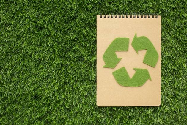 ecological notebook with recycle sign. High quality beautiful photo concept ecological notebook with recycle sign. Resolution and high quality beautiful photo Copyright: xZoonar.com OleksandrxLatkunx 18257443