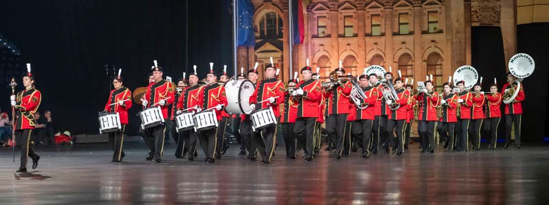 Leipzig, Deutschland 15. Januar 2023: Musikparade - Leipzig - 2023 Europas größte Tournee der Militär- und Blasmusik macht Station in Leipzig. Im Bild: Musikcorps Ufhausen Quarterback IImmobilien Arena Sachsen Copyright: xFotostandx xBallaschx