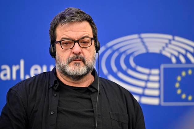 Politiker Manu Pineda bei einer Presekonferenz im Europäischen Parlament. Straßburg, 18.01.2023 Grand Est Frankreich *** Politician Manu Pineda at a press conference in the European Parliament Strasbourg, 18 01 2023 Grand Est France Copyright: xDwixAnoraganingrumx