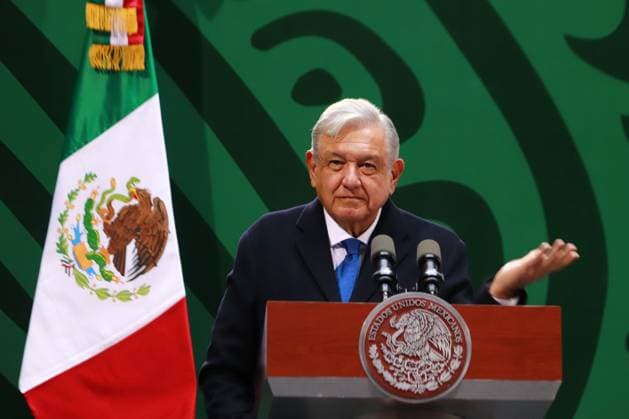 President of Mexico Lopez Obrador News Conference January 20, 2022 in Mexico City, Mexico: Andres Manuel Lopez Obrador speaks during his daily morning conference in front of reporters in the old viceregal palace, on January 20, 2022 in Mexico City, Mexico. (Photo by Carlos Santiago Eyepix Group) Eyepix Group) Copyright: xCarlosxSantiagox xEyepixxGroupx CS202301205205