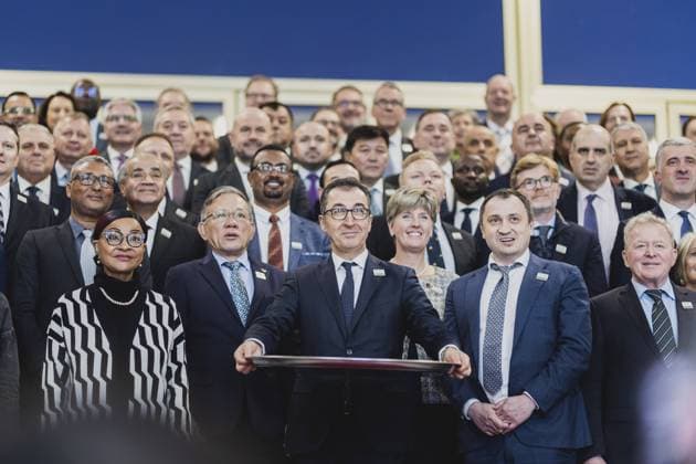 Bilder des Jahres 2023, News 01 Januar News Themen der Woche KW03 News Bilder des Tages Cem Oezdemir (Buendnis 90 Die Gruenen), Bundesminister fuer Landwirtschaft und Ernaehrung, aufgenommen bei der Agrarministerkonferenz im Rahmen des Global Forum for Food and Agriculture (GFFA) in Berlin, 21.01.2023. Berlin Deutschland *** Cem Oezdemir Buendnis 90 Die Gruenen , Federal Minister of Agriculture and Food, recorded at the Conference of Agriculture Ministers at the Global Forum for Food and Agriculture GFFA in Berlin, 21 01 2023 Berlin Germany Copyright: xFlorianxGaertner photothek.dex