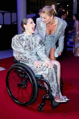 52. Ball des Sports Kristina Vogel und Franziska van Almsick beim 52. Ball des Sports in der Festhalle in Frankfurt am Main. Copyright: xEventpressxGolejewskix