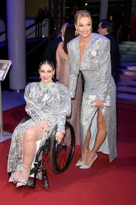 Kristina Vogel und Franziska van Almsick beim 52. Ball des Sports 2023 in der Festhalle Frankfurt. Frankfurt am Main, 21.01.2023