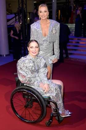 Kristina Vogel und Franziska van Almsick beim 52. Ball des Sports 2023 in der Festhalle Frankfurt. Frankfurt am Main, 21.01.2023