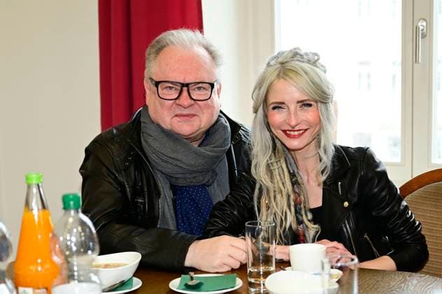Heinz Rudolf Kunze und Sarah Lesch bei der Verleihung des Lessing-Preises 2023 des Freistaates Sachsen im Rathaus. Kamenz, 21.01.2023