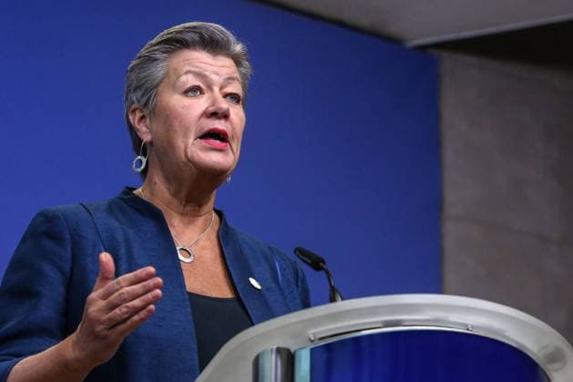 January 24, 2023, Brussels, Brussels Capital Region, Belgium: Ylva Johansson, European Union Commissioner for Home Affairs, during a press declaration on the operational strategy for more effective returns at the EU Commission headquarters in Brussels, Belgium, on January 24, 2023. Brussels Belgium - ZUMAm177 20230124_zip_m177_003 Copyright: xValeriaxMongellix