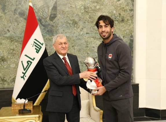 Iraqi President Abdul Latif Rashid receives the Iraqi football team, which won the Gulf Championship Cup Iraqi President Abdul Latif Rashid receives the Iraqi football team, which won the Gulf Championship Cup, on January 24, 2023. Photo by Iraqi Presidency Office APAimages Iraq Iraq Iraq 240123_IRAQ_IPO_1_00 (9) Copyright: xapaimagesxIraqixPresidencyxOfficex xapaimagesx