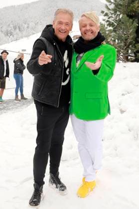 Olaf Berger und Ross Antony bei der Aufzeichnung der TV-Show Wenn die Musi spielt - Winter Open Air 2023 auf der Bühne bei der Talstation der Kaiserburgbahn. Bad Kleinkirchheim, 21.01.2023