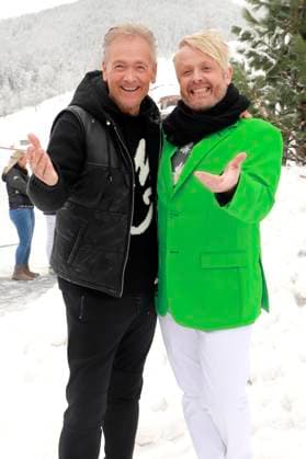 Olaf Berger und Ross Antony bei der Aufzeichnung der TV-Show Wenn die Musi spielt - Winter Open Air 2023 auf der Bühne bei der Talstation der Kaiserburgbahn. Bad Kleinkirchheim, 21.01.2023