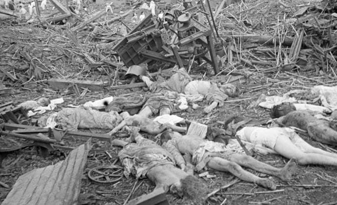 Pyongyang, North Korea. October 11, 1950. Victims of the aerial bombardment of American aviation during the Korean War. Anatoly Vasilyev TASS  13763014