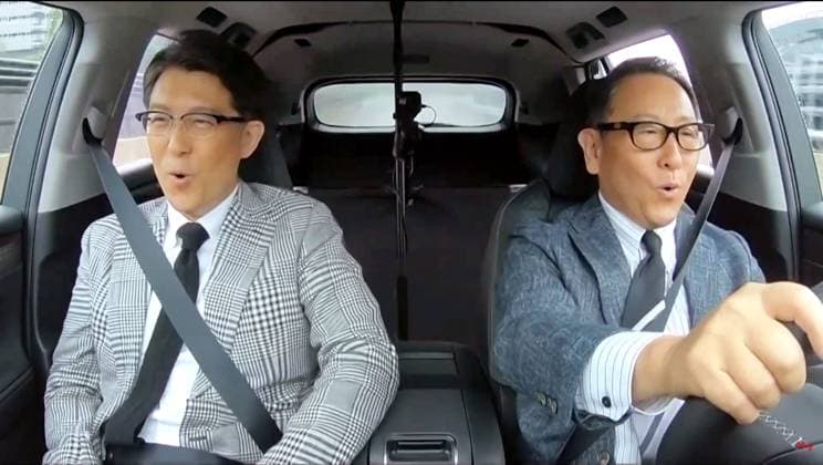 Toyota presidency change Undated photo shows Toyota Motor Corp. President Akio Toyoda (R) and Operating Officer Koji Sato test-riding Lexus s first electric vehicle model, RZ. President Toyoda, 66, announced on Jan. 26, 2023, the promotion of Sato, 53, to president on April 1. Toyoda will become chairman of the board of directors after heading the company for about 14 years.  A14AA0001389114P
