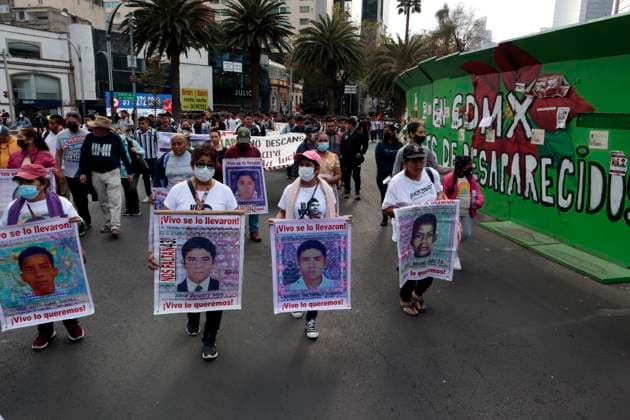 100 months after the forced disappearance of the 43 normalistas from Ayotzinapa in Mexico January 26, 2023, Mexico City, Mexico: The parents of the 43 Ayotzinapa normalistas and students, 100 months after their forced disappearance, demand their presentation alive, justice and punishment for those responsible; demands in his demonstration in Mexico City. on January 26, 2023 in Mexico City, Mexico (Photo by Luis Barron Eyepix Group). Copyright: xLuisxBarronx xEyepixxGroupx LB20230126_100_AYOTZINAPA5