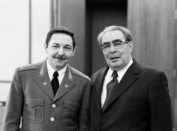 Moscow, USSR. General Secretary of the Central Committee of the Communist Party of the Soviet Union Leonid Brezhnev and Second Secretary of the Communist Party of Cuba, Minister of the Cuban Revolutionary Armed Forces Raul Modesto Castro Ruz (R-L) meet for talks in the Kremlin. Vladimir Musaelyan TASS  18719790