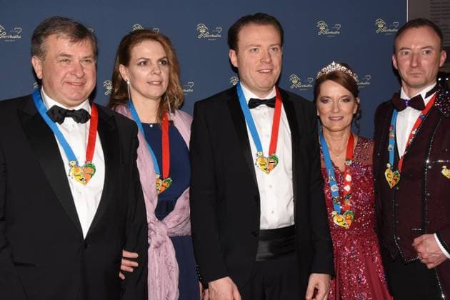 Lorenz Christine Stifl Wirt Stefan Siftl Wirt Prinzenpaar Ulrike I. Steve I, Muenchen 28.01.2023 Deutsches Theater Narrhalla Soiree Verleihung des Karl Valentinsorden Muenchen