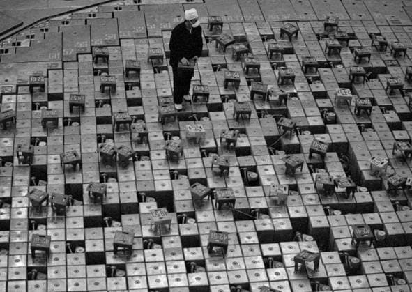 Kiev Region, Ukrainian SSR, USSR. A worker controlls radiation situation at reactor No. 1 of the Lenin Chernobyl Nuclear Power Plant after the Chernobyl disaster. On April 26, 1986 an explosion at reactor No. 4 of the Chernobyl Nuclear Power Plant occurred during a reactor shutdown within a safety test necessary for a scheduled maintenance. Valery Zufarov TASS  19093646