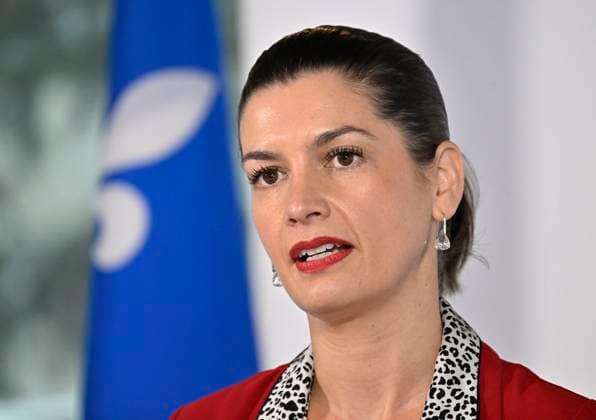 January 29, 2023, QUEBEC, PQ, Canada: Quebec Deputy premier and Transport Minister Genevieve Guilbault announces the construction of three new electrical ferries for the province, Monday, January 30, 2023 in Quebec City. QUEBEC Canada  - ZUMAc35_ 20230129_zaf_c35_035 Copyright: xJacquesxBoissinotx