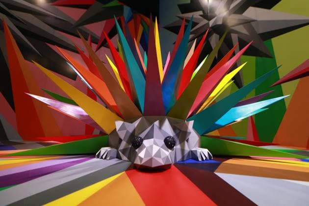 January 31, 2023 in Mexico City, Mexico: General view of the Metamorphosis, an immersive experience exhibition by Spanish artist Okuda San Migue at the Mexico fronton. on January 31, 2023 in Mexico City, Mexico. Mexico City Mexico - ZUMAe321 20230131_zia_e321_022 Copyright: xCarlosxSantiagox
