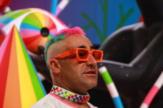 January 31, 2023 in Mexico City, Mexico: The Spanish artist Okuda San Miguel, during the Opening of his exhibition Metamorphosis, an immersive experience at the Mexico fronton. on January 31, 2023 in Mexico City, Mexico. Mexico City Mexico - ZUMAe321 20230131_zia_e321_025 Copyright: xCarlosxSantiagox