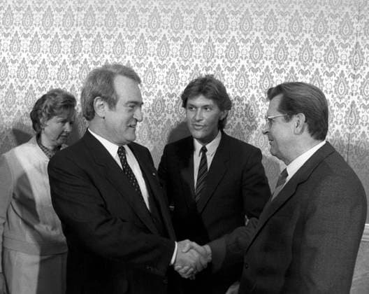 J. Rau and V. Vorotnikov 781206 01.09.1985 The Prime Minister of the North Rhine-Westphalia Johannes Rau and the Chairman of the USSR Council of Ministers Vitaly Vorotnikov before the negotiations in Moscow. Vyasheslav Runov Sputnik Moscow Russia  Copyright: xVyasheslavxRunovx