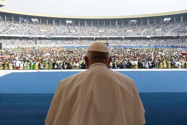 Italy, Congo, 2023 2 2. Pope Francis attends a meeting with young people in the Martyrs stadium during his Apostolic Journey in Kinshasa, Democratic Republic of Congo (DRC). Pope Francis is on a six-day trip to Africa that will also include South Sudan Photograph by Vatican Media Catholic Press Photo. RESTRICTED TO EDITORIAL USE - NO MARKETING - NO ADVERTISING CAMPAIGNS  Copyright: xVATICANxMEDIAx xipa-agency.netx xVaticanxMediax IPA_IPA35838485