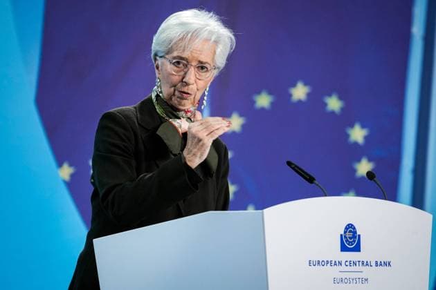 Pressekonferenz der EZB Europaeische Zentralbank Aktuell, 02.02.2023, Frankfurt, Christine Lagarde Praesidentin der Europaeischen Zentralbank im Portrait bei der heutigen Pressekonferenz in der EZB Europaeischen Zentralbank in Frankfurt Frankfurt Hessen Deutschland *** Press Conference of the ECB European Central Bank News, 02 02 2023, Frankfurt, Christine Lagarde President of the European Central Bank in portrait at todays press conference at the ECB European Central Bank in Frankfurt Frankfurt Hesse Germany