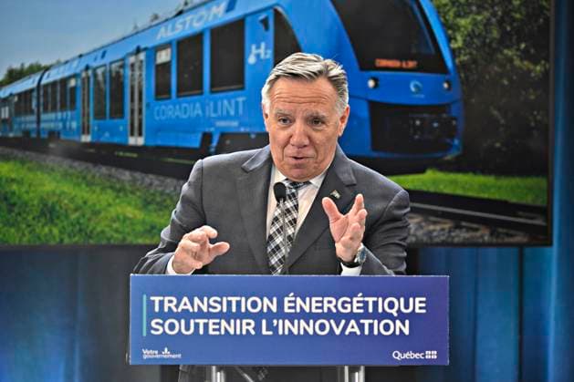 News Bilder des Tages February 2, 2023, QUEBEC, PQ, Canada: Quebec Premier Francois Legault announces the implantation of a green hydrogen train in the Charlevoix region, Thursday, February 2, 2023 in Quebec City. QUEBEC Canada  - ZUMAc35_ 20230202_zaf_c35_031 Copyright: xJacquesxBoissinotx