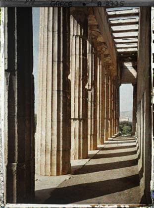 RECORD DATE NOT STATED Athens, Greece The Temple of Hephaistos ( Theseion ), the rowing of the South Face Columns , 1913 - Balkans, Italy - Jean Brunhes and Auguste LÃ on - (September - October 23) (French - ï»¿Athenes , Grece Le Temple d Hephaistos ( Â«TheseionÂ» ) , l enfilade des colonnes de la face sud). Temple, archaeological vestige, exists in high definition, column, Greco-Roman polytheism, Antiquity, religious architecture, Habitat , Architecture , HD , Religion , Art, Greece, Athens, TheseÃ ion, The rowing of the columns of the southern face Copyright: xpiemagsx AKahnlpie020223-4333 !ACHTUNG AUFNAHMEDATUM GESCHÄTZT!