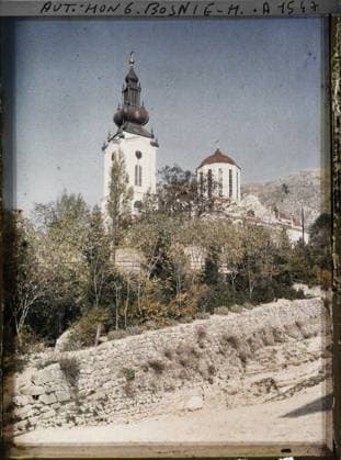 RECORD DATE NOT STATED Mostar, Bosnia and Herzegovina Orthodox Church , 1912 - Balkans, Italy - Jean Brunhes and Auguste LÃ on - (October 13 - 27) (French - ï»¿Mostar , Bosnie-HerzÃ govine Eglise Orthodoxe). Christianity, Orthodox Church, bell tower, religious architecture, Religion , Habitat , Architecture, Bosnia, Mostar, Orthodox Church Copyright: xpiemagsx AKahnlpie020223-6376 !ACHTUNG AUFNAHMEDATUM GESCHÄTZT!