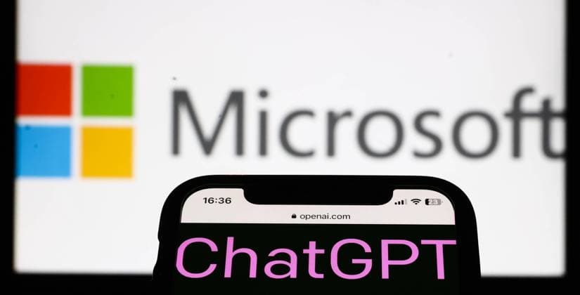 ChatGPT And Internet Companies Photo Illustrations ChatGPT sign displayed on OpenAI website and Microsoft logo displayed on a screen in the background are seen in this illustration photo taken in Krakow, Poland on February 2, 2023. Krakow Poland  Copyright: xJakubxPorzyckix originalFilename: porzycki-chatgpta230202_npNXl.jpg
